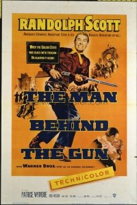 1566 MAN BEHIND THE GUN one-sheet movie poster '52 Randolph Scott