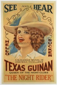 t237 NIGHT RIDER linen one-sheet movie poster R29 Texas Guinan, burlesque!