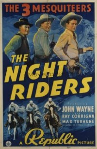 JW 150 NIGHT RIDERS one-sheet movie poster '39 John Wayne, 3 Mesquiteers!