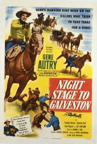 t306 NIGHT STAGE TO GALVESTON linen one-sheet movie poster '52 Gene Autry