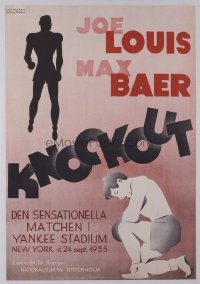 260 JOE LOUIS & MAX BAER Swedish movie poster '35 boxing!