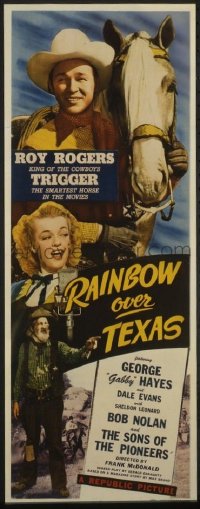 t460 RAINBOW OVER TEXAS insert movie poster '46 Roy Rogers & Trigger!