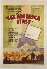 1058 SEE AMERICA FIRST linenbacked one-sheet movie poster '34 John B. Kennedy