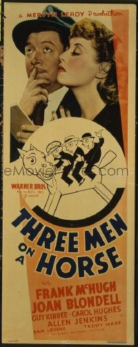 3364 THREE MEN ON A HORSE insert movie poster '36 racetrack comedy!