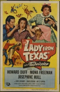 t339 LADY FROM TEXAS linen one-sheet movie poster '51 Howard Duff, Freeman
