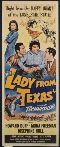 t340 LADY FROM TEXAS insert movie poster '51 Mona Freeman, Duff