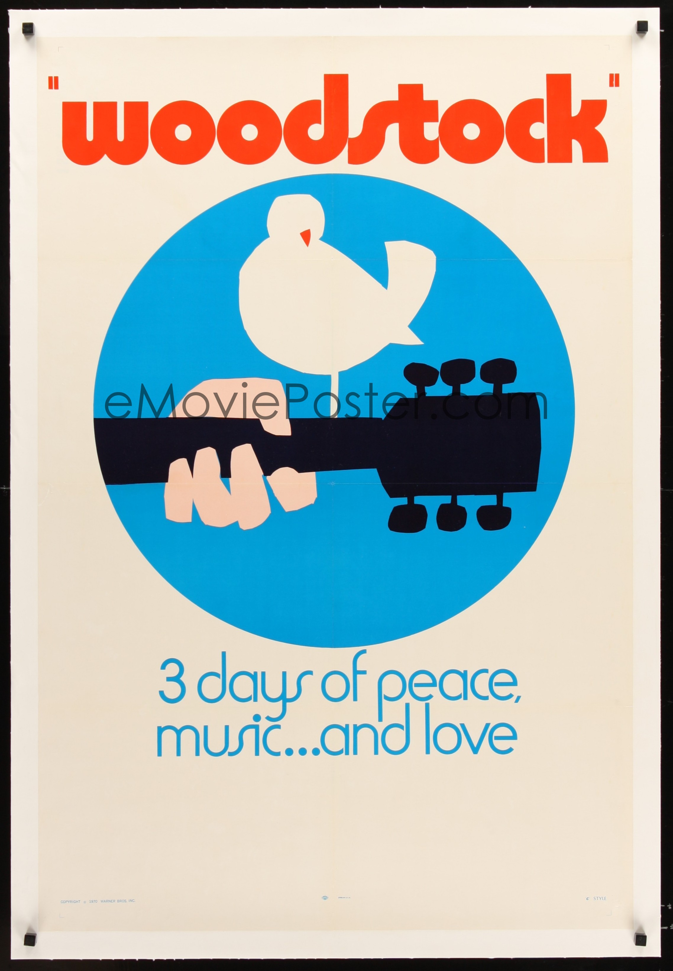 Poster Woodstock Original 1969 Woodstock 1969.