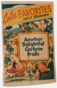 COLOR FAVORITES stock 1sh '50 Columbia cartoons, cool characters from cartoon frolic!