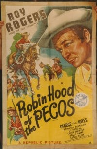 ROY ROGERS 1sh '40s wonderful art of the cowboy star, Robin Hood of the Pecos!