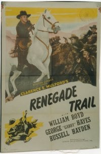 HOPALONG CASSIDY style A stock 1sh '46 William Boyd, Renegade Trail!