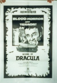 SCARS OF DRACULA military 1sh '71 great close up art of vampire Christopher Lee, Hammer horror