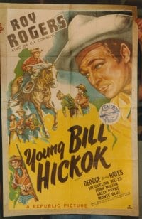 ROY ROGERS 1sh 1941 wonderful art of the cowboy star, Young Bill Hickok!