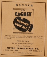 WINNER TAKE ALL ('32) banner, paper