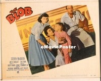 VHP7 365 BLOB lobby card #7 '58 four frightened people at diner!