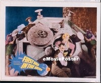 VHP7 391 FIRST MEN IN THE MOON lobby card '64 escaping monsters!