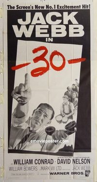 3214 -30- three-sheet movie poster '59 Jack Webb, William Conrad, newspapers