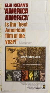 3216 AMERICA AMERICA three-sheet movie poster '64 Elia Kazan, immigrants!