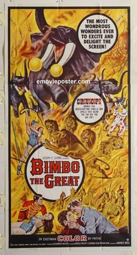 3217 BIMBO THE GREAT three-sheet movie poster '61 cool circus elephant image!