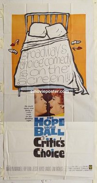 3222 CRITIC'S CHOICE three-sheet movie poster '63 Bob Hope, Lucille Ball