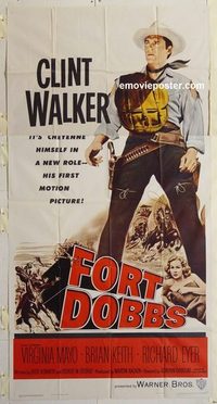 3230 FORT DOBBS three-sheet movie poster '58 Clint Walker, Virginia Mayo