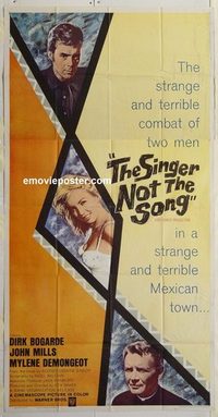 3262 SINGER NOT THE SONG three-sheet movie poster '62 Dirk Bogarde, Mills