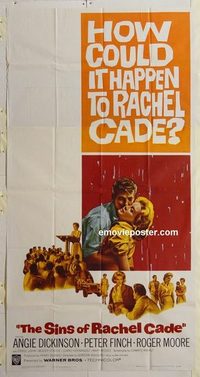 3263 SINS OF RACHEL CADE three-sheet movie poster '60 Angie Dickinson