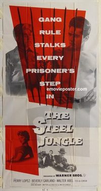 3264 STEEL JUNGLE three-sheet movie poster '56 Perry Lopez, Beverly Garland