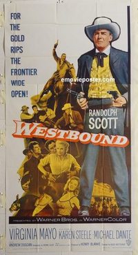 3269 WESTBOUND three-sheet movie poster '59 Randolph Scott, Virginia Mayo