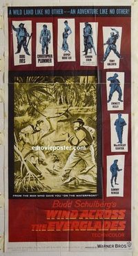 3271 WIND ACROSS THE EVERGLADES three-sheet movie poster '58 Ives, Plummer