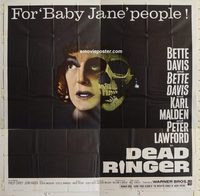 3205 DEAD RINGER six-sheet movie poster '64 cool Bette Davis skull image!