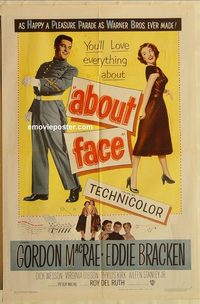 1705 ABOUT FACE one-sheet movie poster '52 Gordon MacRae, Eddie Bracken