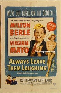 1710 ALWAYS LEAVE THEM LAUGHING one-sheet movie poster '49 Berle, Mayo