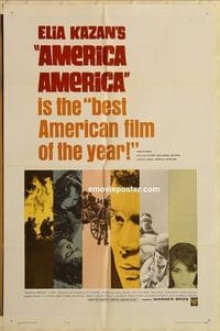 1712 AMERICA AMERICA one-sheet movie poster '64 Elia Kazan, immigrants!