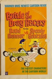 1721 BATTLE OF THE DRAG RACERS one-sheet movie poster '66 Speedy, Roadrunner