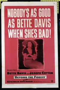 1723 BEYOND THE FOREST one-sheet movie poster '49 bad Bette Davis!