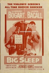 1727 BIG SLEEP one-sheet movie poster R54 Humphrey Bogart, Lauren Bacall