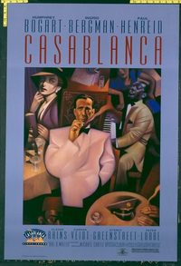 4748 CASABLANCA Bogart smoking one-sheet movie poster R92 Bergman, Henreid