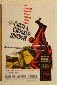 1747 CHASE A CROOKED SHADOW one-sheet movie poster '58 Richard Todd, Baxter