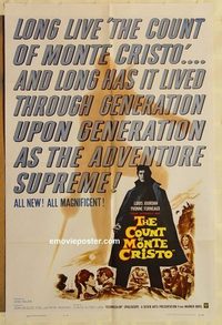 1758 COUNT OF MONTE CRISTO one-sheet movie poster '62 Louis Jourdan