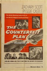 1760 COUNTERFEIT PLAN one-sheet movie poster '57 Peggy Castle, Scott
