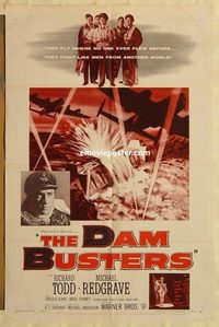 1765 DAM BUSTERS one-sheet movie poster '55 Michael Redgrave, Richard Todd