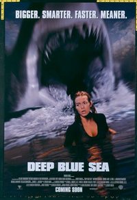 4777 DEEP BLUE SEA DS advance one-sheet movie poster '99 sharks, Harlin