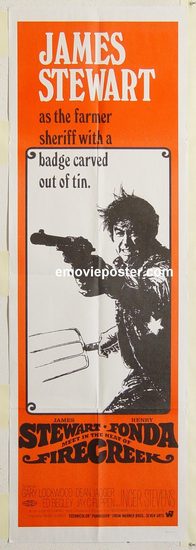 2523 FIRECREEK door panel movie poster '68 crazed James Stewart!