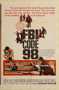 1786 FBI CODE 98 one-sheet movie poster '63 Jack Kelly, Ray Danton