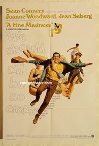 1788 FINE MADNESS one-sheet movie poster '66 Sean Connery, Woodward, Seberg