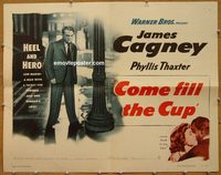 3434 COME FILL THE CUP half-sheet movie poster '51 James Cagney, Young