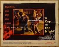 3436 CRY IN THE NIGHT half-sheet movie poster '56 Natalie Wood, O'Brien
