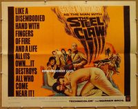 3475 STEEL CLAW half-sheet movie poster '61 George Montgomery, WWII!