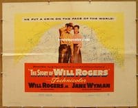 3477 STORY OF WILL ROGERS half-sheet movie poster '52 biography, Jane Wyman
