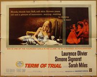 3481 TERM OF TRIAL half-sheet movie poster '62 Laurence Olivier, Signoret